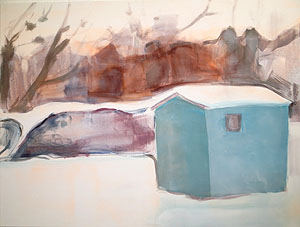 Die Katze lief im Schnee